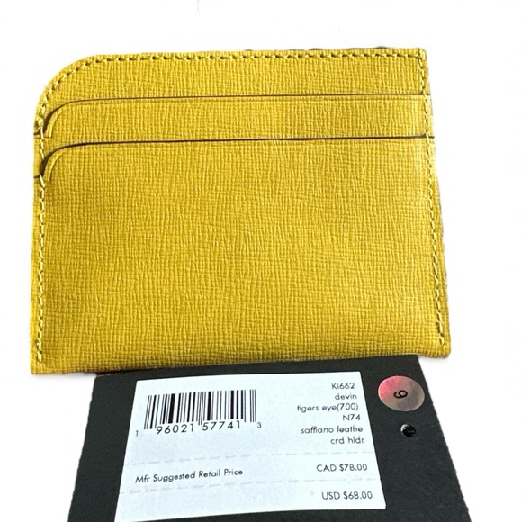 NWT Kate Spade “Tiger’s Eye” Yellow Saffiano Card Holder Gift Ready ✨ - Picture 2 of 2